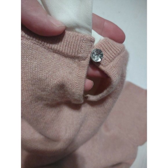 Charter Club Luxury Cashmere Sweater Pink Layered White Embellished Size M - Picture 5 of 5